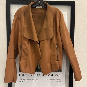 brown bagatelle cropped jacket. Leather look